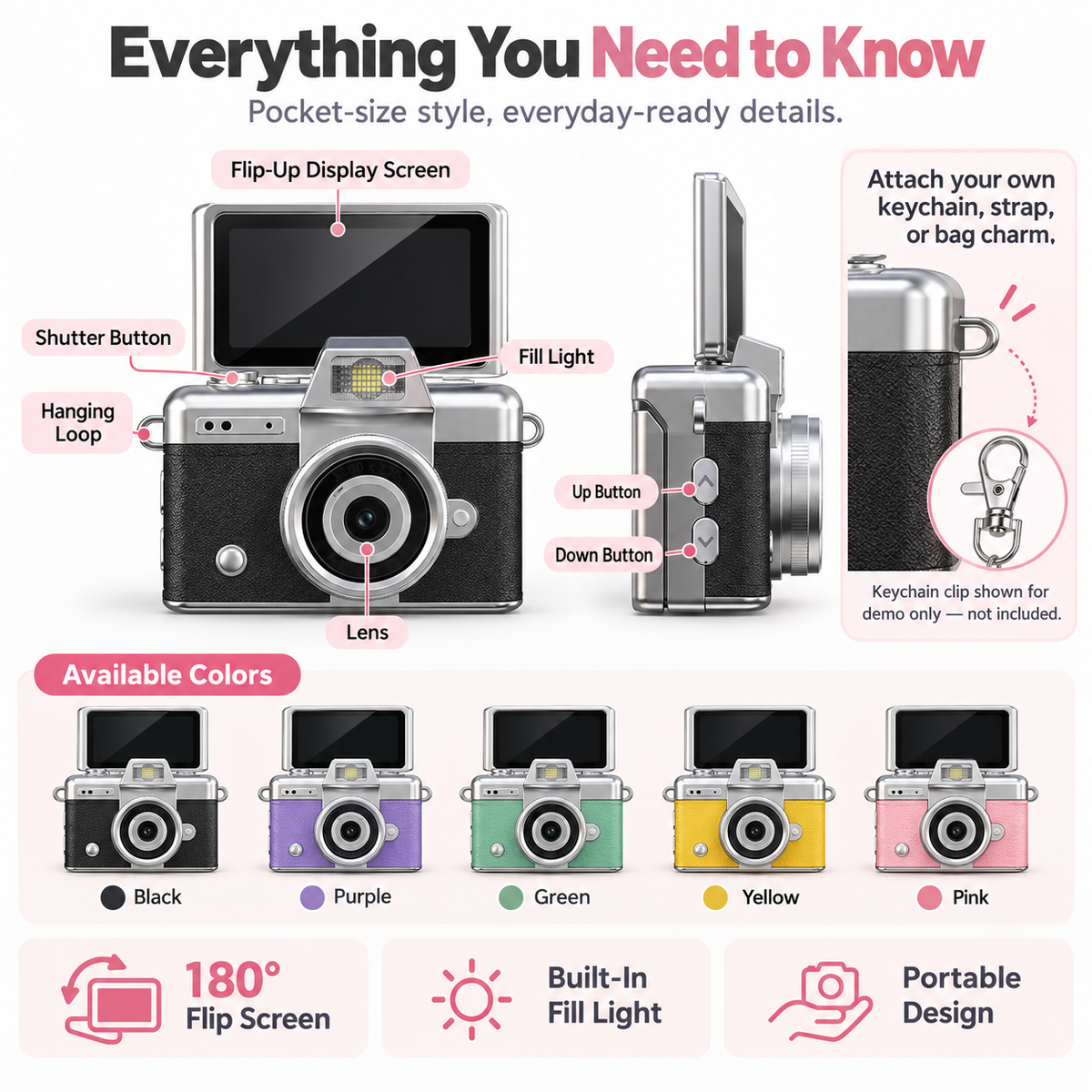 🔥Special Sale| Y2K Pocket Mini Digital Camera 📸 1.47' LCD Flip Screen Compact Photo & Video Cam