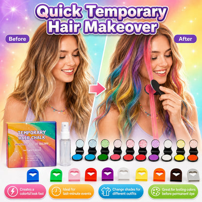 🔥Last Day 50% OFF - 🌈12-Color Temporary Hair Chalk Applicator Set