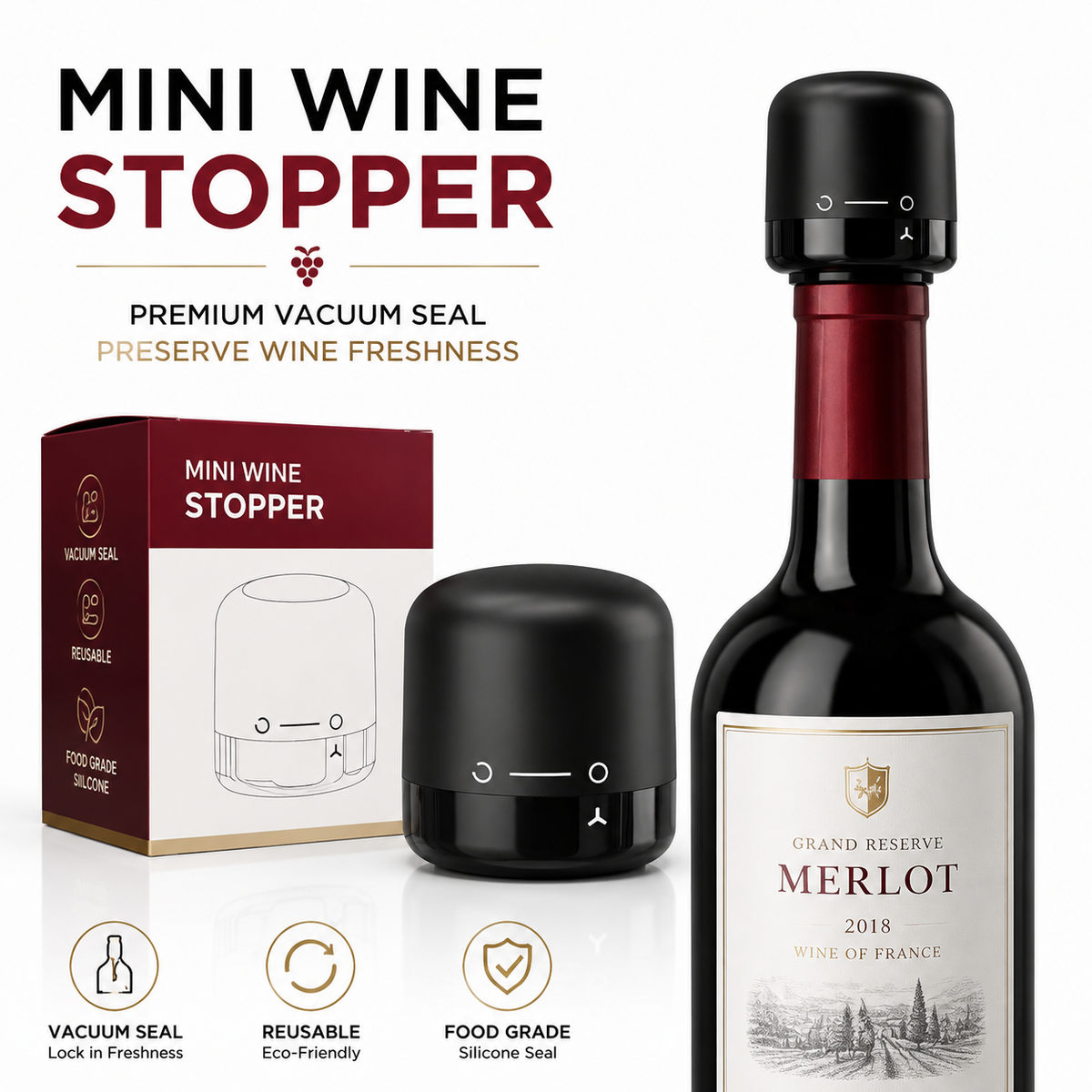 🍷🎁 Holiday Hosting Essential | Reusable Twist-Lock Wine Stoppers – 2PCS, Save 35%