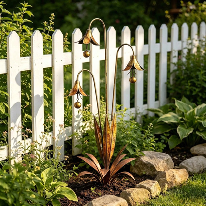 🔥Enchanting Blue Bellflower Garden Stakes with Gentle Chime – Decorative Outdoor Yard & Patio Ornament