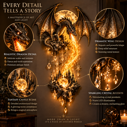 🔥 Limited-Time 49% OFF – 🐉 Dragonfire Moonlight Wall Lamp | Enchanted Fantasy Castle Decor 🌙