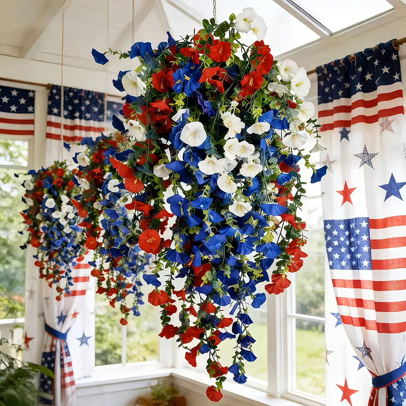 💙❤️ 🇺🇸 Glowing Patriotic Solar LED Decor Flower Bouquet