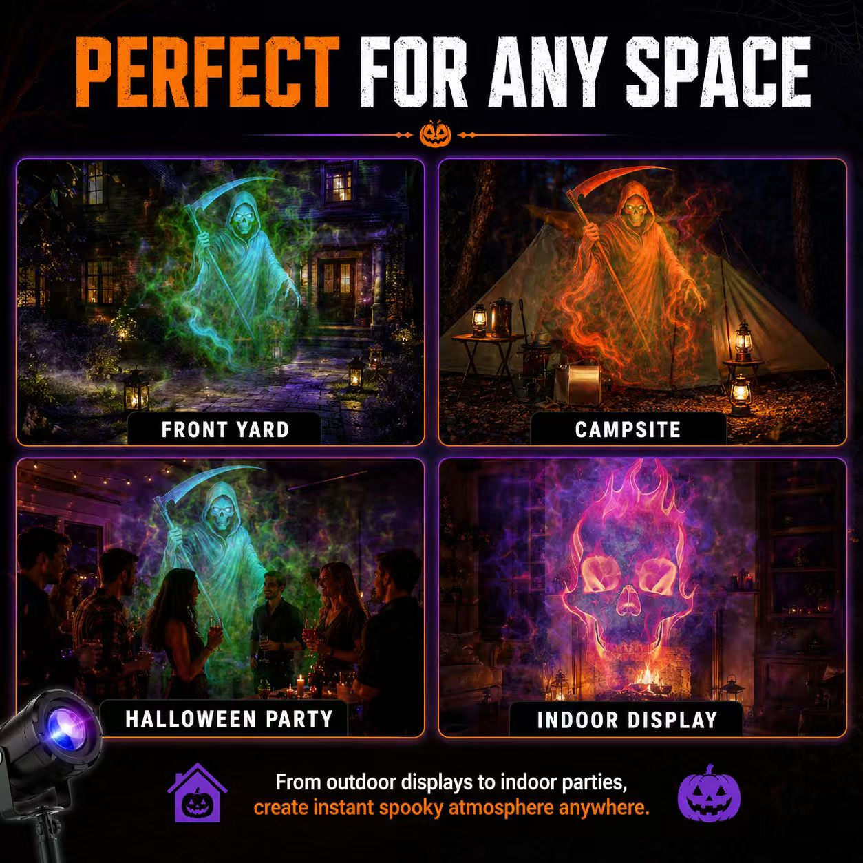 🎃 50% OFF TODAY! 32FT HD Halloween Projector Light – 10 Spooky Patterns to WOW Your Party 👻✨