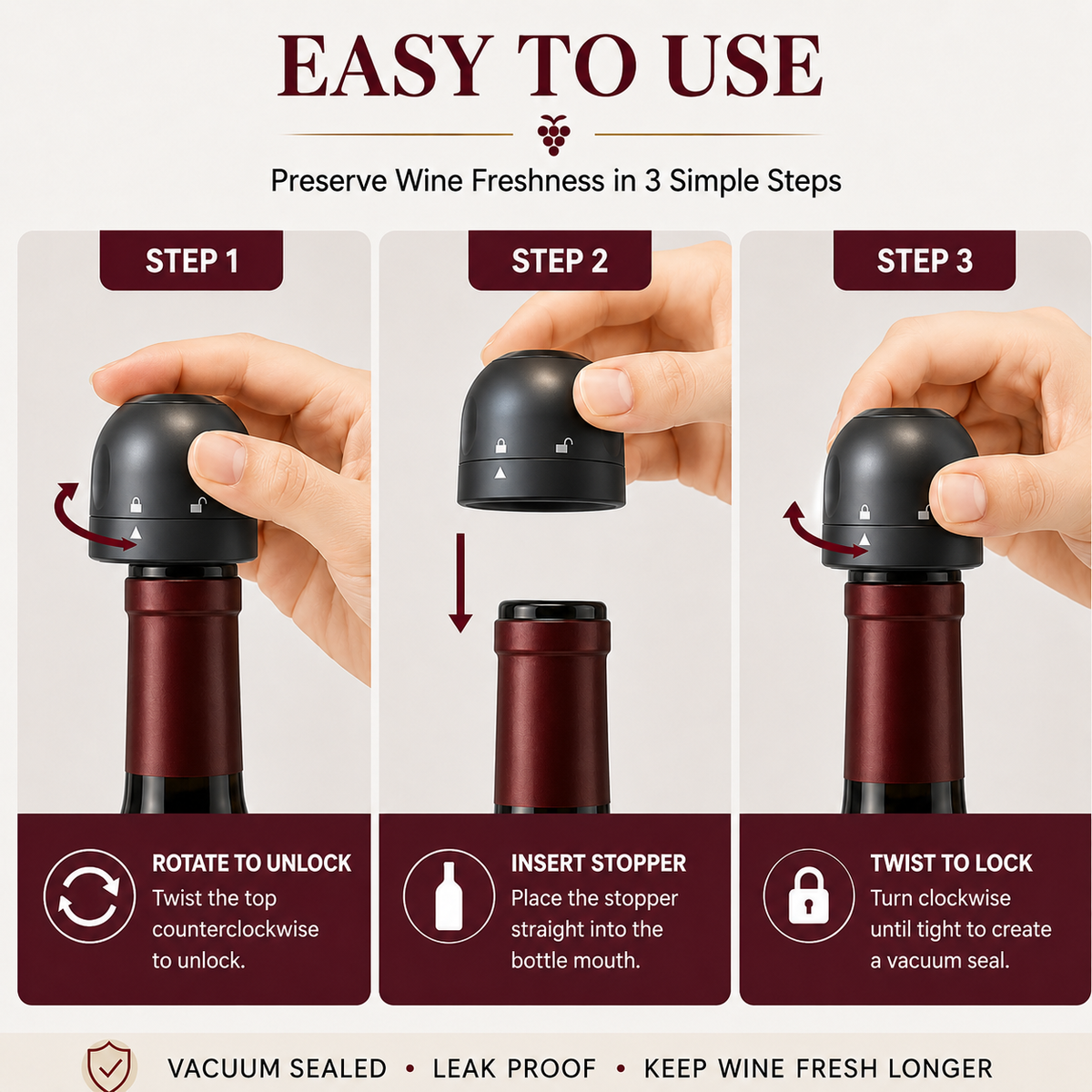 🍷🎁 Holiday Hosting Essential | Reusable Twist-Lock Wine Stoppers – 2PCS, Save 35%