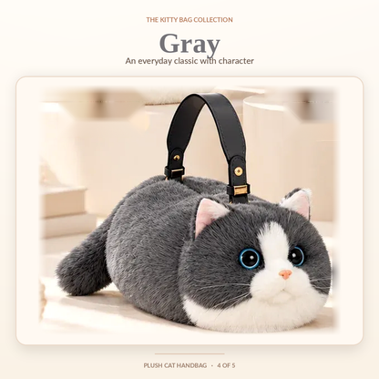 🐱❤️ 100% Handmade Plush Cat Handbag – Ultra-Soft Lifelike Kitty Purse, Crafted with Love