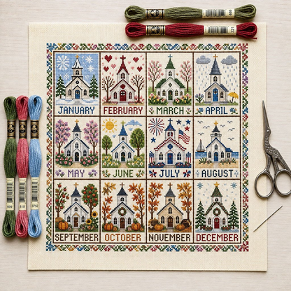 🌿 Stitch Every Season | 12-Month Cross Stitch Collection – 49% OFF Today 🔥