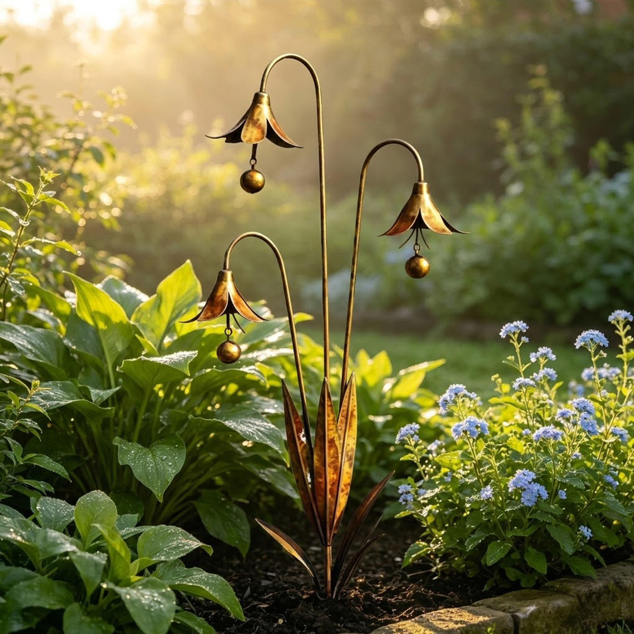 🔥Enchanting Blue Bellflower Garden Stakes with Gentle Chime – Decorative Outdoor Yard & Patio Ornament