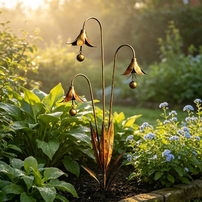🔥Enchanting Blue Bellflower Garden Stakes with Gentle Chime – Decorative Outdoor Yard & Patio Ornament