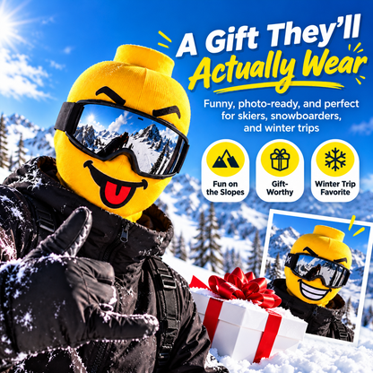 🏂Funny Yellow Block-Head Ski Mask – Full Face Winter Balaclava for Skiing & Snowboarding