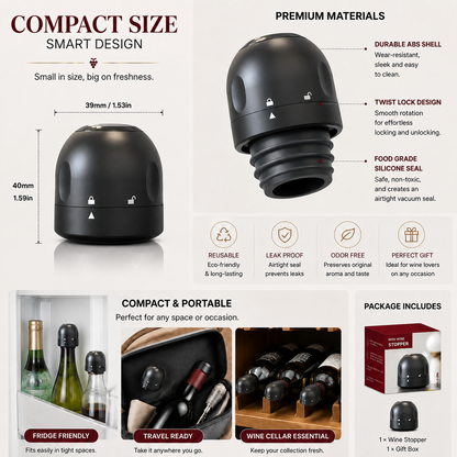 🍷🎁 Holiday Hosting Essential | Reusable Twist-Lock Wine Stoppers – 2PCS, Save 35%
