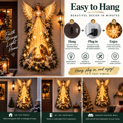 ✝️✨Heavenly Light™ Angel Nativity Wall Light with Cascading Golden Glow