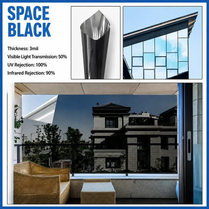 ☀️ One-Way Privacy Window Film – Daytime Mirror Effect, Heat Blocking & UV Protection