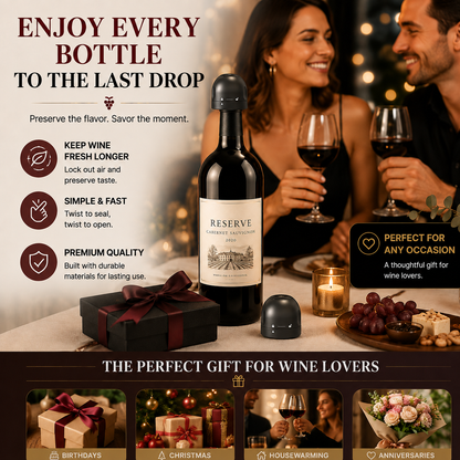 🍷🎁 Holiday Hosting Essential | Reusable Twist-Lock Wine Stoppers – 2PCS, Save 35%