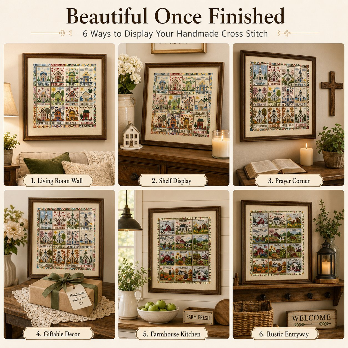 🌿 Stitch Every Season | 12-Month Cross Stitch Collection – 49% OFF Today 🔥