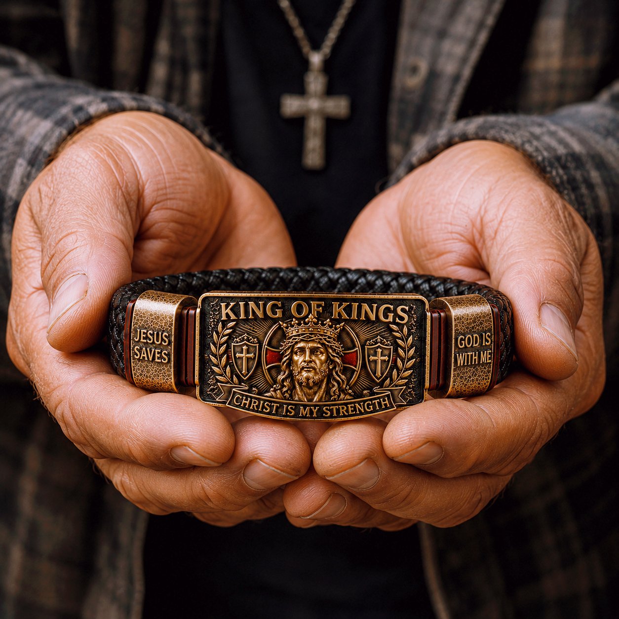 🔥 Last Day 50% OFF ✝️ King of Kings Faith Bracelet – Adjustable Christian Wristband Gift