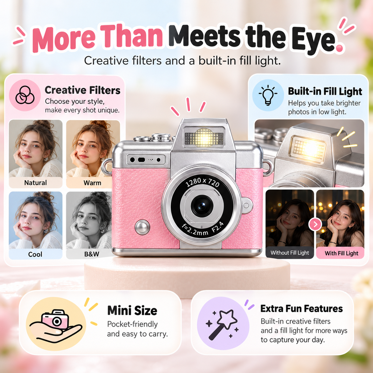 🔥Special Sale| Y2K Pocket Mini Digital Camera 📸 1.47' LCD Flip Screen Compact Photo & Video Cam