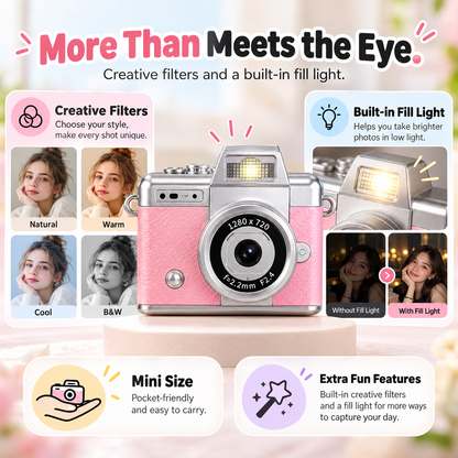 🔥Special Sale| Y2K Pocket Mini Digital Camera 📸 1.47' LCD Flip Screen Compact Photo & Video Cam