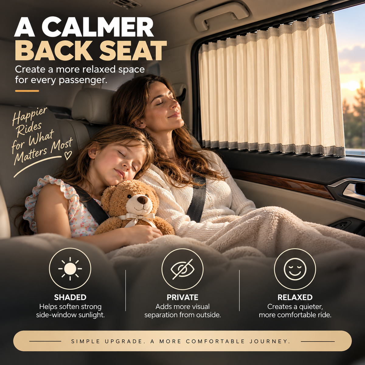 🚗 Pleated Car Window Curtains – More Shade, More Privacy, Better Rides