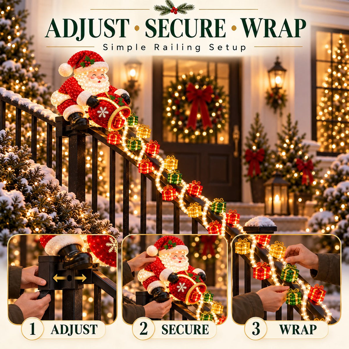 🚚 Free Shipping|🎅 Santa Magic Gift Cascade Railing Light