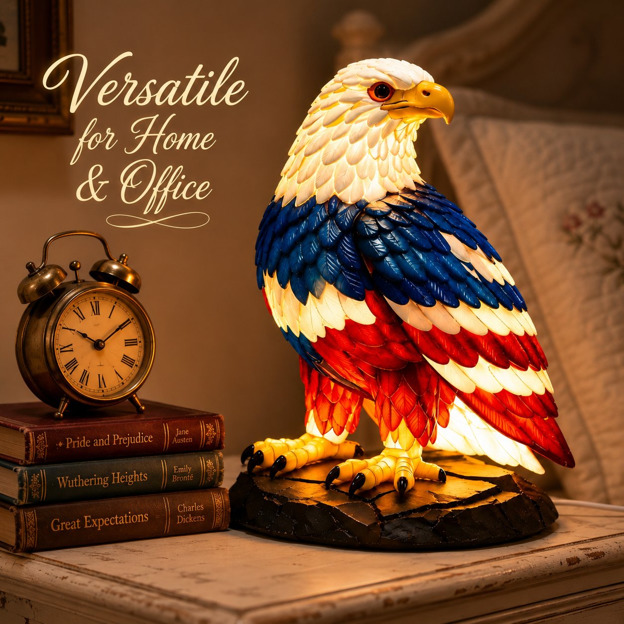 🎁 Last Day 50% OFF 🇺🇸 Patriotic Eagle LED Table Lamp – Proud American Home Decor 🦅Buy 2 Free Shipping