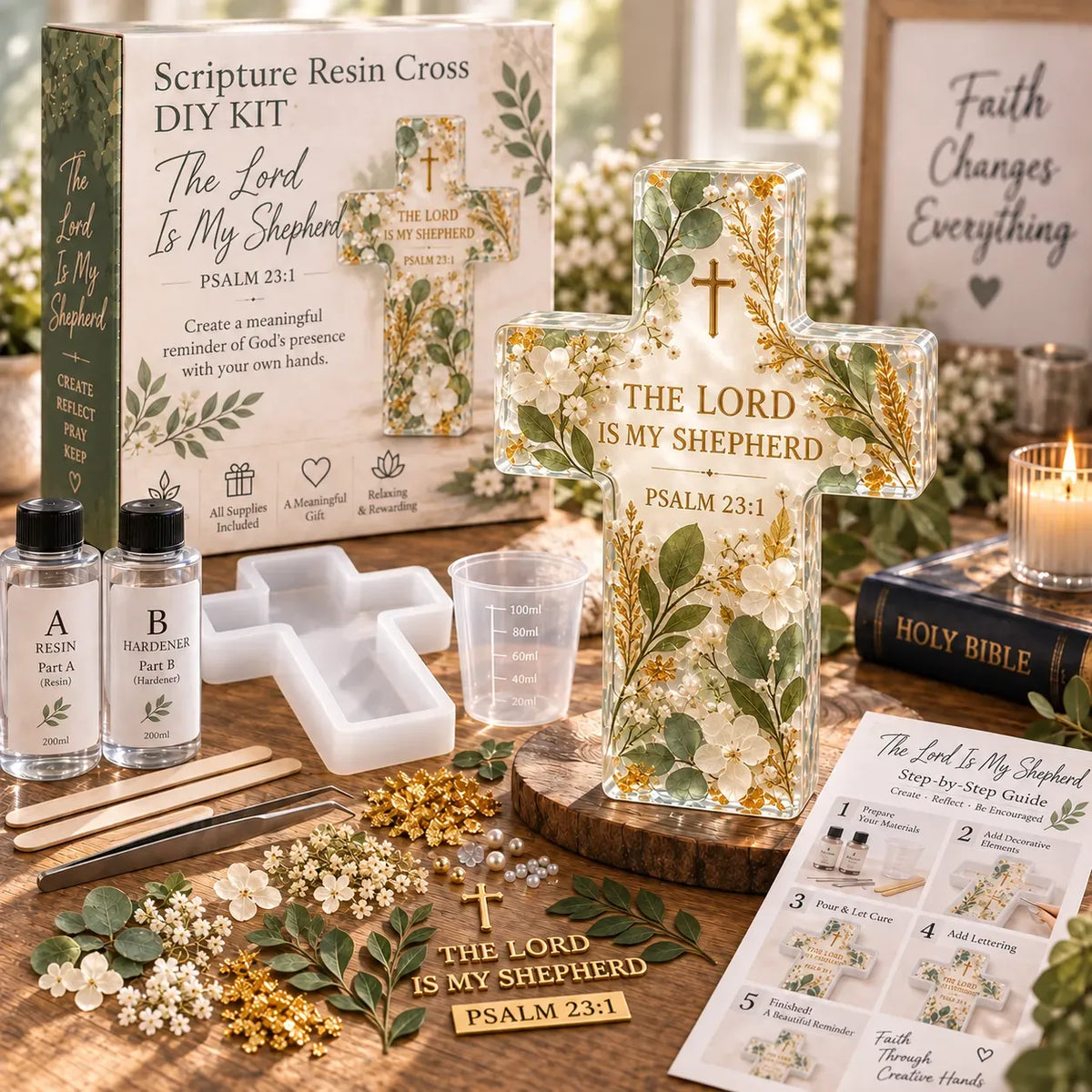 🔥 48% OFF Faith Craft Special | Scripture Resin Cross DIY Kit – Create, Pour & Keep