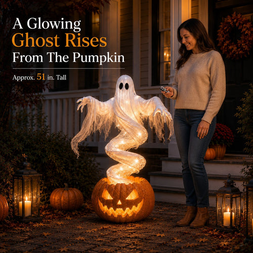 👻 Swirling Ghost Pumpkin Yard Lamp - Free Shipping 🎃
