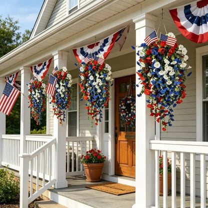 💙❤️ 🇺🇸 Glowing Patriotic Solar LED Decor Flower Bouquet