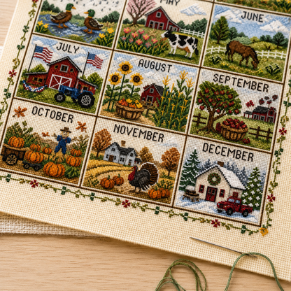 🌿 Stitch Every Season | 12-Month Cross Stitch Collection – 49% OFF Today 🔥