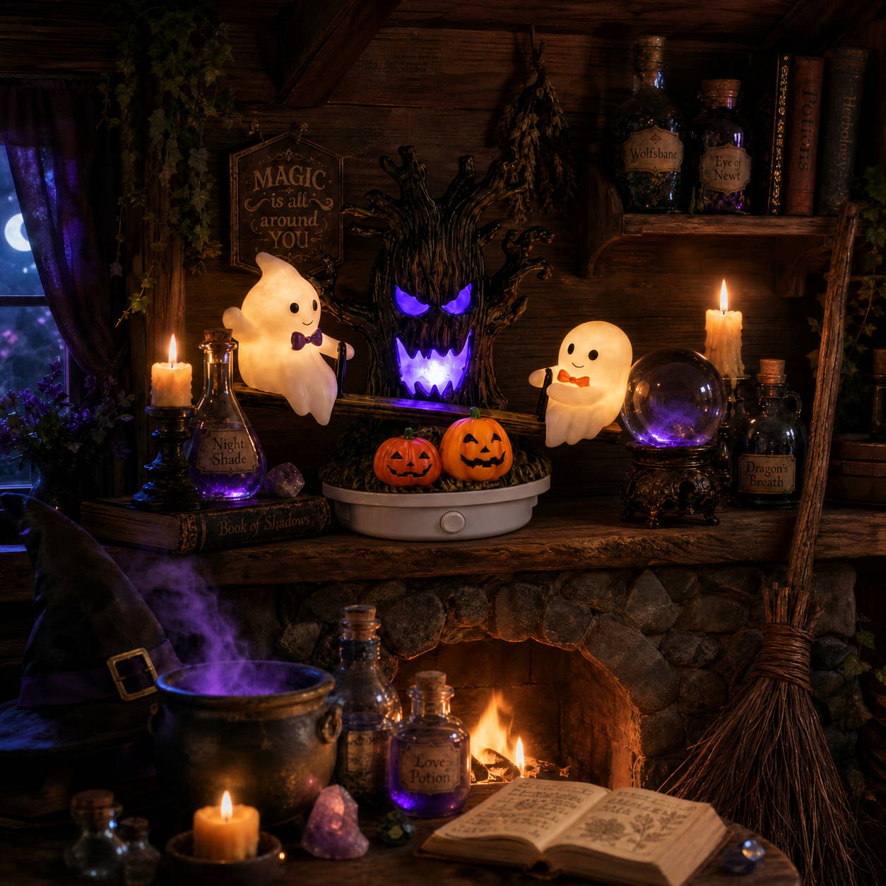 🎃 Last Day 50% OFF——👻 Animated Ghost Seesaw Plug-In Night Light – Halloween Decor