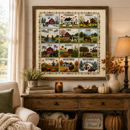 🌿 Stitch Every Season | 12-Month Cross Stitch Collection – 49% OFF Today 🔥