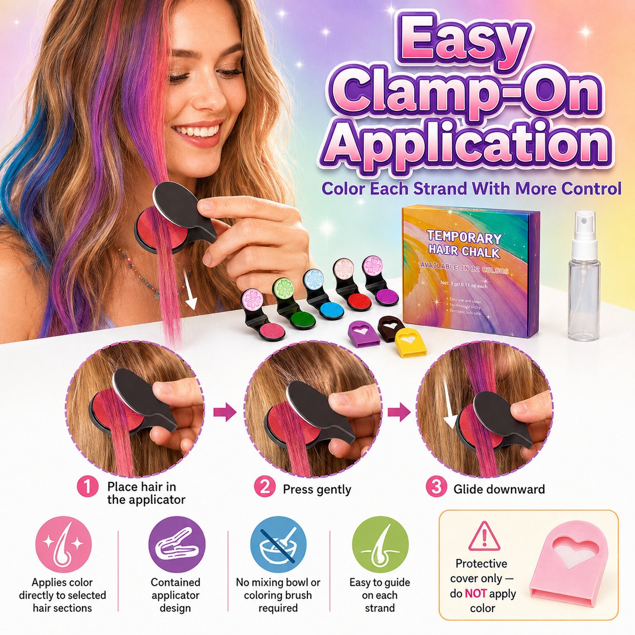 🔥Last Day 50% OFF - 🌈12-Color Temporary Hair Chalk Applicator Set