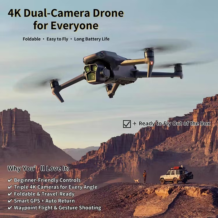 🚁 4K HD Camera Drone – Perfect for Travel, Photography & Gifting
