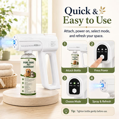 🏅🐶🐾 Limited-Time 45% Savings | Bio-Enzyme Nano-Mist Pet Odor & Stain Spray Gun – Freshen Sofas, Carpets & Pet Areas🐶