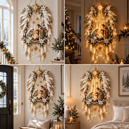 ✨👼 Heavenly Angel Wings Nativity Light✨ – Lighted Christmas Wall Decor ✈️