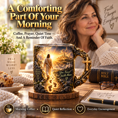 🔥 SAVE 49% |✝️ Jesus Walks With Me™ Heat-Reveal Mug – Never Walk Alone ❤️
