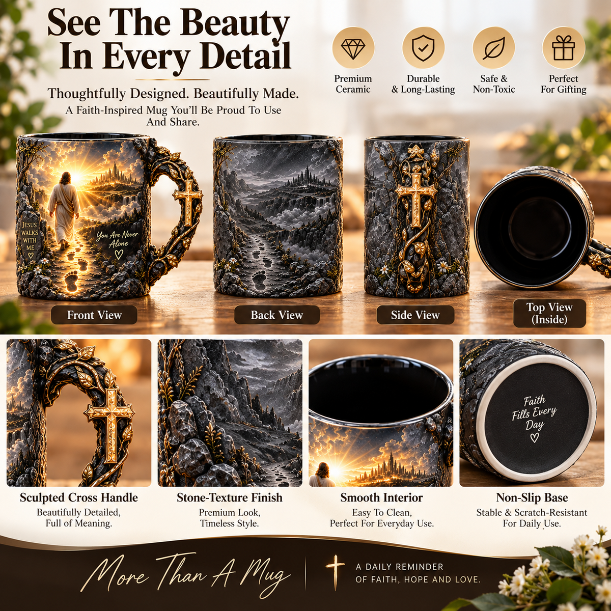 🔥 SAVE 49% |✝️ Jesus Walks With Me™ Heat-Reveal Mug – Never Walk Alone ❤️