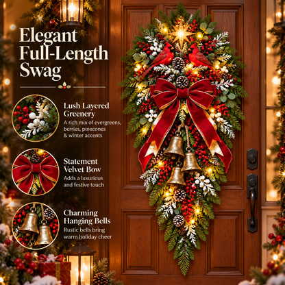 🐦✝️Cardinal Memorial™ Christmas Door Swag