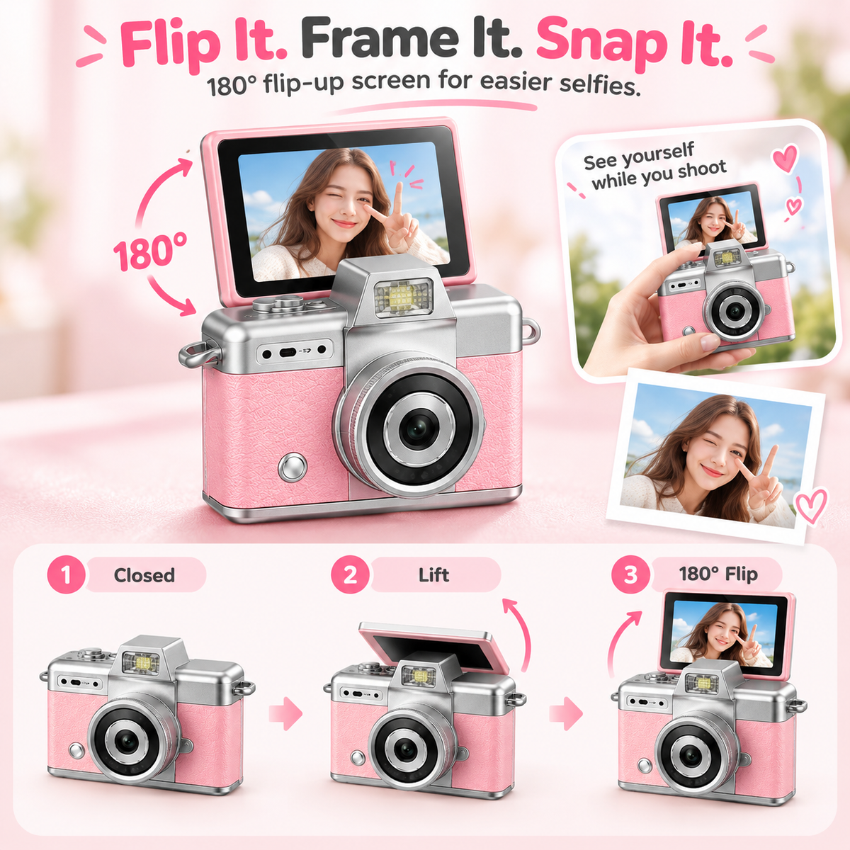 🔥Special Sale| Y2K Pocket Mini Digital Camera 📸 1.47' LCD Flip Screen Compact Photo & Video Cam