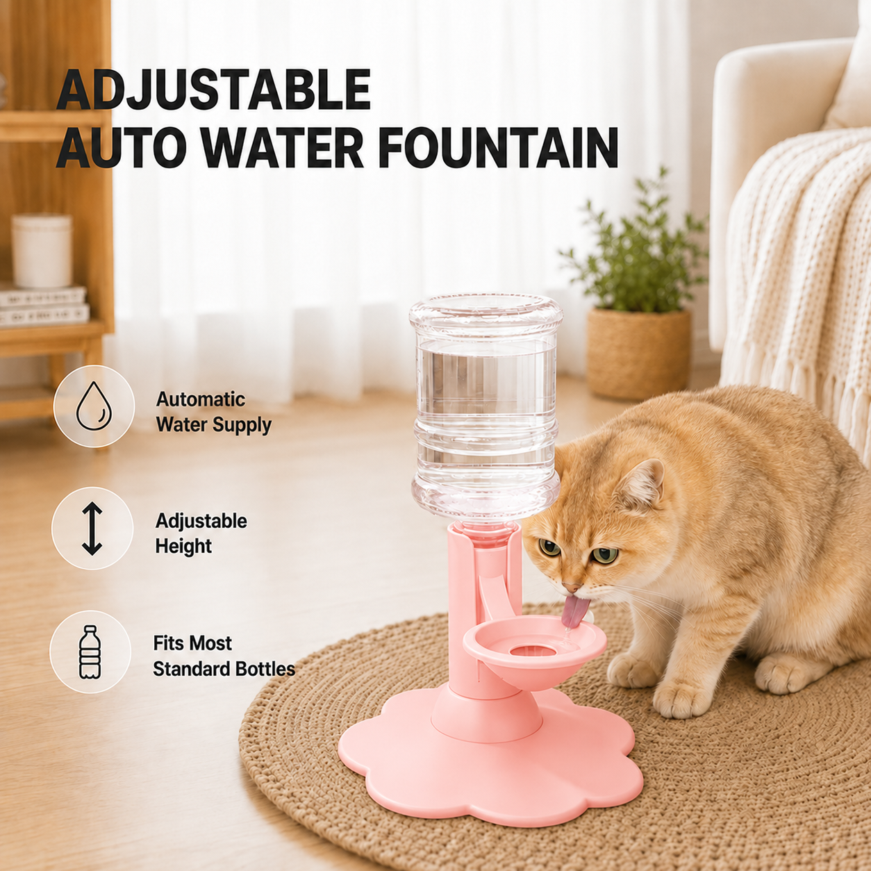 🔥 Limited-Time Deal + FREE Shipping! 4-Level Adjustable Gravity Pet Water Dispenser – Elevated Anti-Splash Bowl for Cats & Small Dogs