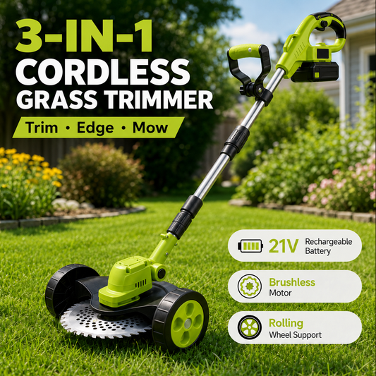 🔥 50% OFF – 3-in-1 Cordless Lawn Trimmer with 2×21V Batteries 🌿