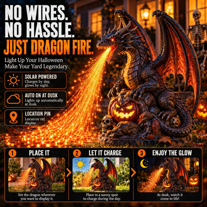 🐉 Inferno Dragon™ Fire-Breathing Solar Garden Light – Glowing Halloween Dragon Statue for Outdoor Yard & Porch Decor