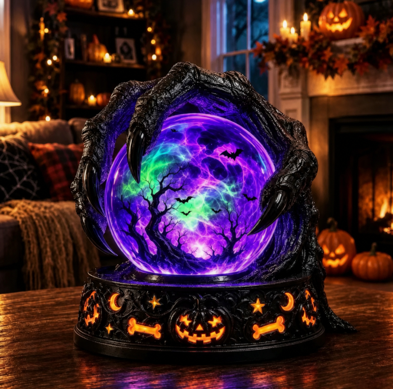 🔥 52% OFF – Halloween Raven Crystal Ball Light Decor 🎃👻