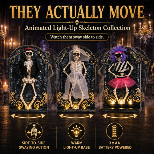 💀 They Actually Move! Animated Light-Up Dancing Skeleton Collection