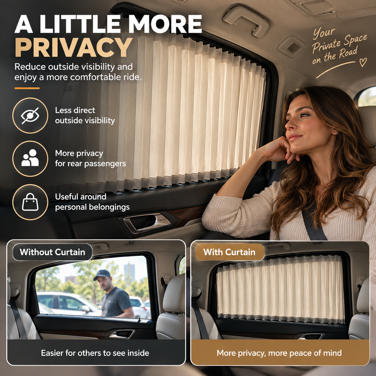 🚗 Pleated Car Window Curtains – More Shade, More Privacy, Better Rides