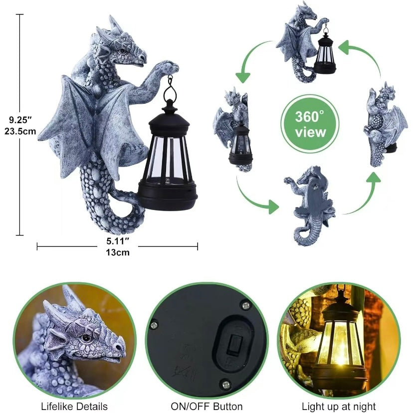 🔥 50% OFF – Solar Dragon Tree Hugger Statue with Lantern 🐉✨