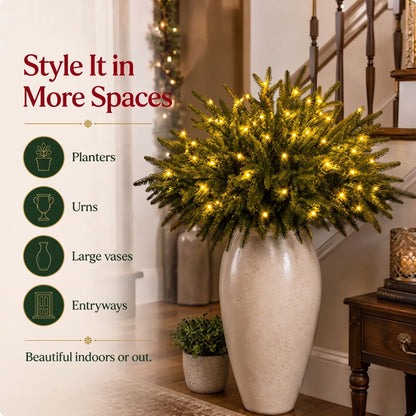 🎄 Holiday Home Special | Enchanted Evergreen Pine Set with Warm Lights – Save 44%
