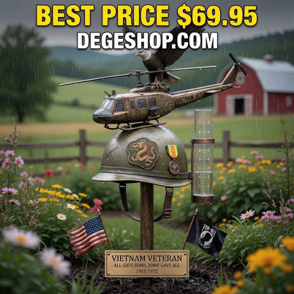 Vietnam Veteran Tribute Rain Gauge Garden Stake – Patriotic Outdoor Yard Decor & Remembrance Gift