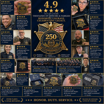 ⚡️America 250 Law Enforcement Commemorative Brooch – Honor, Duty & Service Badge-Style Lapel Pin