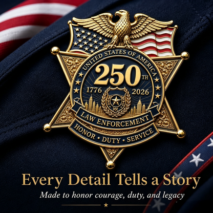 ⚡️America 250 Law Enforcement Commemorative Brooch – Honor, Duty & Service Badge-Style Lapel Pin
