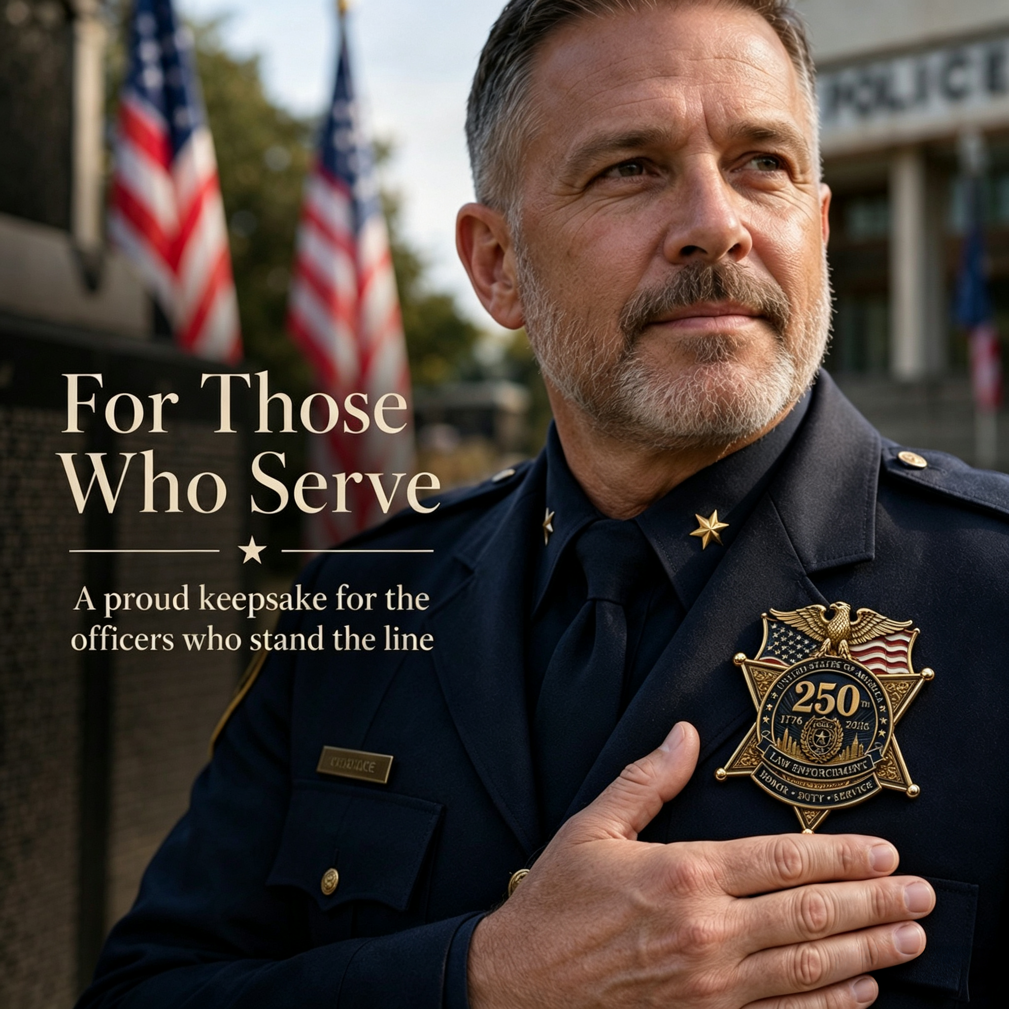 ⚡️America 250 Law Enforcement Commemorative Brooch – Honor, Duty & Service Badge-Style Lapel Pin
